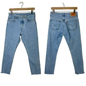 Levi's 501 S XX Sz 28 Button Fly Raw Hem Skinny Leg High Rise Cropped Jeans